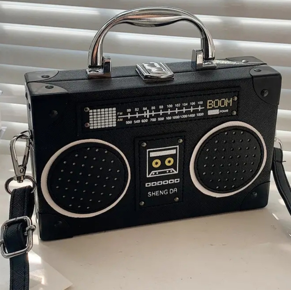 Retro Radio-Inspired Crossbody Bag - Chic Faux Leather Shoulder Purse
